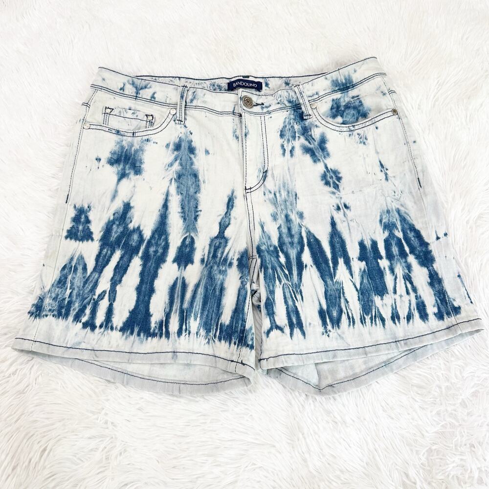 Bandolino Karyn Boyfriend Shorts Women’s Size 8 Blue White Tie Dye Denim